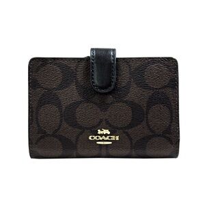 COACH medium corner zip wallet - signature canvas